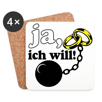 Junggesellenabschied , JGA ja ich will (25) - Untersetzer (4er-Set) - Weiß - Vorne