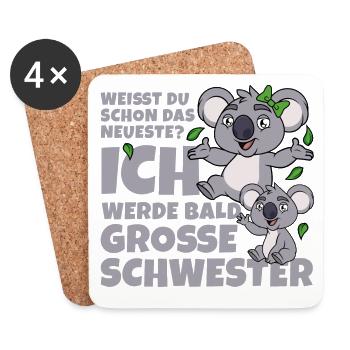 Bald Große Schwester Koala Geschwister Mädchen - Untersetzer (4er-Set) - Weiß - Vorne
