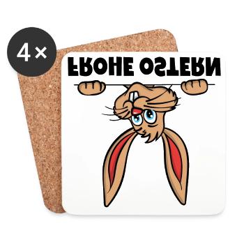 Frohe Ostern Osterhase Osterhäschen Sprüche - Untersetzer (4er-Set) - Weiß - Vorne
