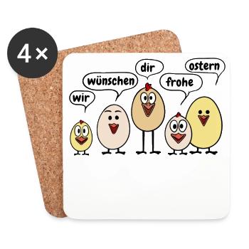 Frohe Ostern Osterküken Lustig Spruch Osterfest - Untersetzer (4er-Set) - Weiß - Vorne