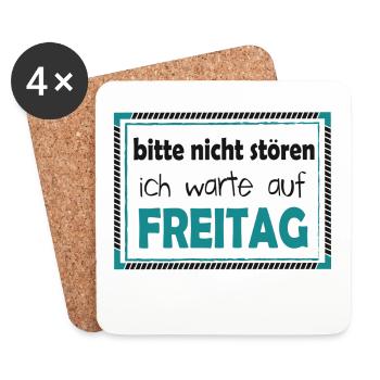 Freitag. Wochenende. Büro. - Untersetzer (4er-Set) - Weiß - Vorne