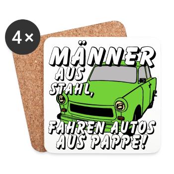 Männer aus Stahl, Auto aus Pappe ,  601 - Untersetzer (4er-Set) - Weiß - Vorne