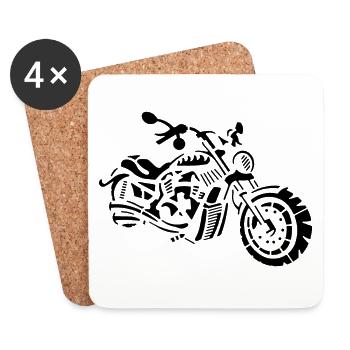 Dessin abstrait de moto chopper - Dessous de verre (lot de 4) - blanc - Devant