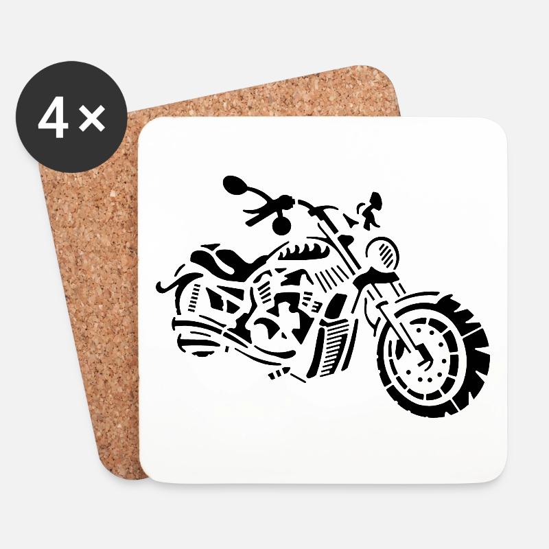 Motorrad Chopper Abstrakt Zeichnung - Untersetzer (4er-Set) - Weiß