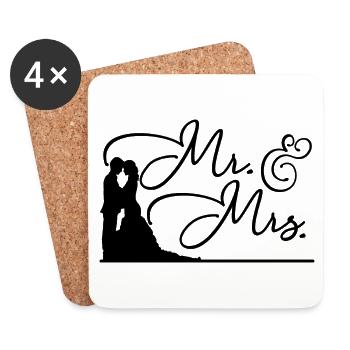 Mister Misses Brautpaar Hochzeit Heiraten Geschenk - Untersetzer (4er-Set) - Weiß - Vorne