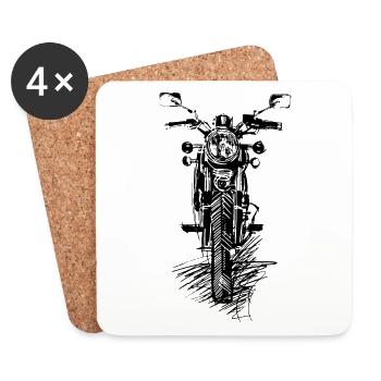 Moto Biker Motos Vintage Rétro Vélo - Dessous de verre (lot de 4) - blanc - Devant