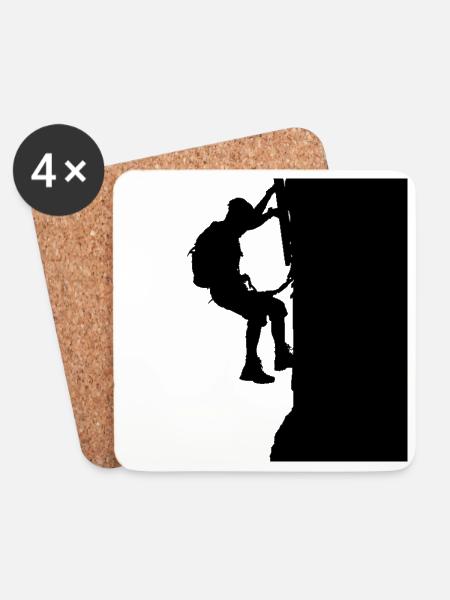 Klettersteig Geher Silhouette Schwarz - Untersetzer (4er-Set) - Weiß