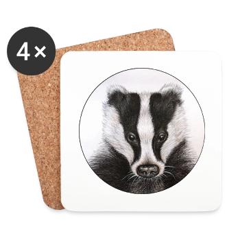 Blaireau /Badger - Dessous de verre (lot de 4) - blanc - Devant
