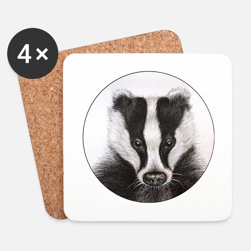 Dachs /Badger - Untersetzer (4er-Set) - Weiß