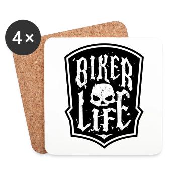 Biker moto motos crâne déclaration - Dessous de verre (lot de 4) - blanc - Devant