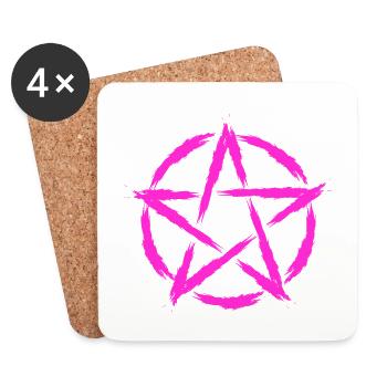 Pentagramm Symbol Lila - Untersetzer (4er-Set) - Weiß - Vorne