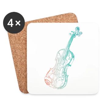 Violon - Dessous de verre (lot de 4) - blanc - Devant