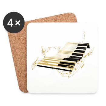 Musique pour piano - Dessous de verre (lot de 4) - blanc - Devant