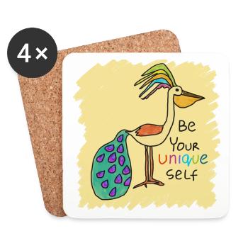 Beautiful bird, funny, special, unique with text - Coasters (set of 4) - white - Front
