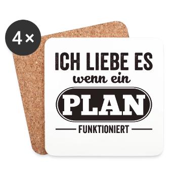 Ich liebe es, wenn ein Plan funktioniert! - Untersetzer (4er-Set) - Weiß - Vorne