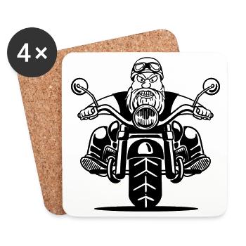Motorcyclist chopper motorcycles biker cool - Coasters (set of 4) - white - Front