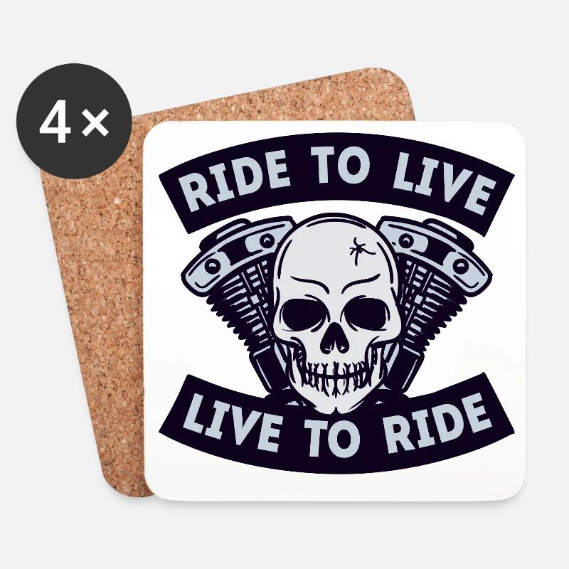 Motorräder Totenkopf Motorrad Biker Statement - Untersetzer (4er-Set) - Weiß