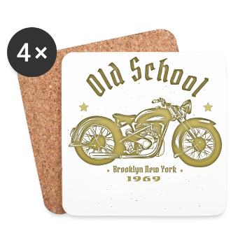 Old School Biker 1969 - Coasters (set of 4) - white - Front