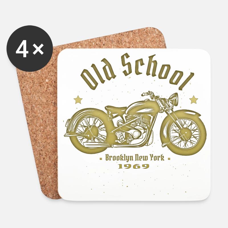 Old School Biker 1969 - Untersetzer (4er-Set) - Weiß