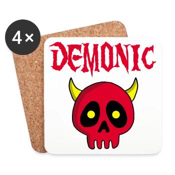 Tête de mort démon manga - Dessous de verre (lot de 4) - blanc - Devant