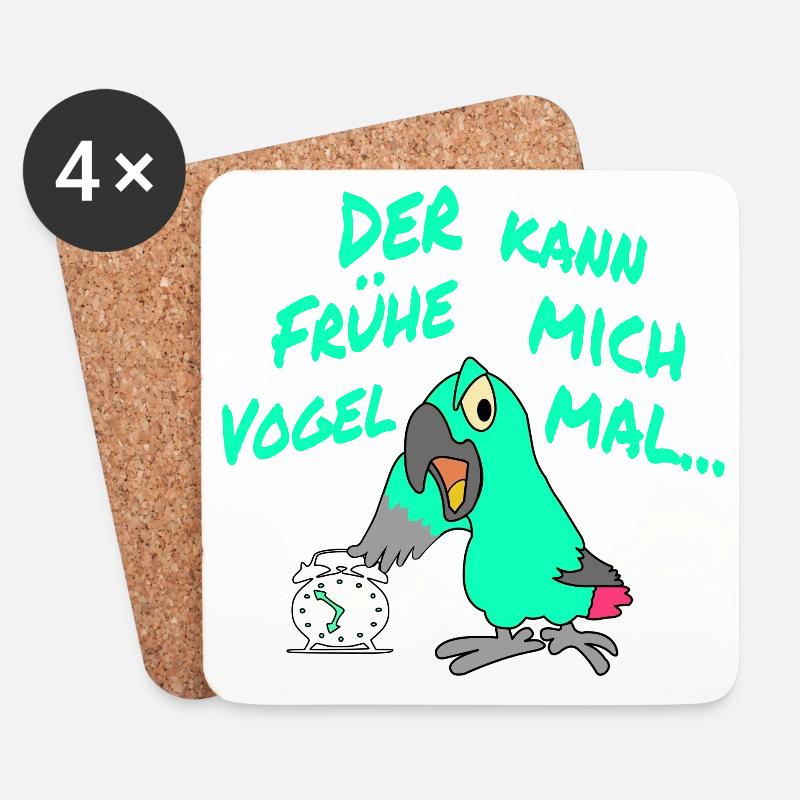 Der Frühe Vogel kann mich mal !!! - Untersetzer (4er-Set) - Weiß