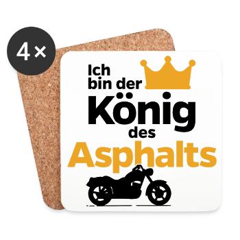 Motorrad Asphalt Biker König Spruch Statement - Untersetzer (4er-Set) - Weiß - Vorne