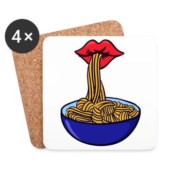 Spaghetti Nudeln Pasta Asciutta Hunger Italien - Untersetzer (4er-Set) - Weiß - Vorne