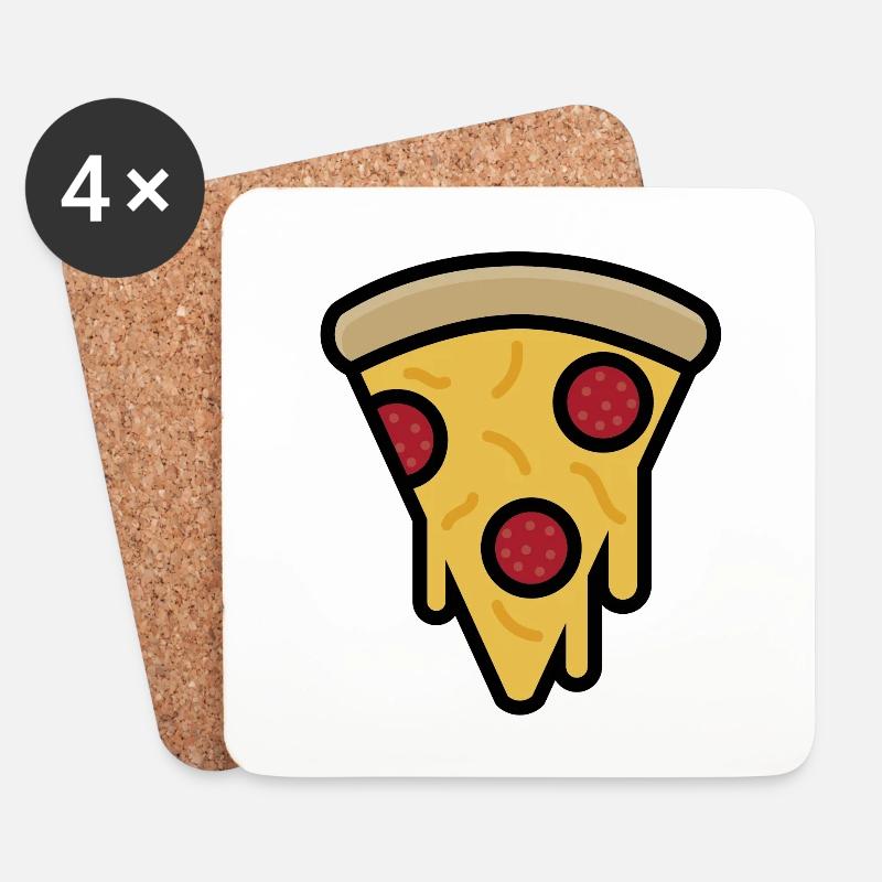 Pizzastück - Untersetzer (4er-Set) - Weiß