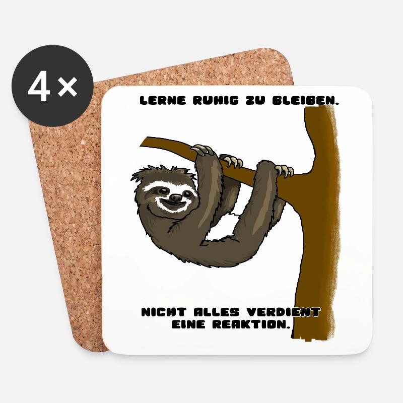 Faultier - Untersetzer (4er-Set) - Weiß