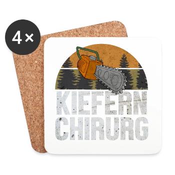 Holzfäller Motorsäge Geschenk Lustig Geschenk - Untersetzer (4er-Set) - Weiß - Vorne