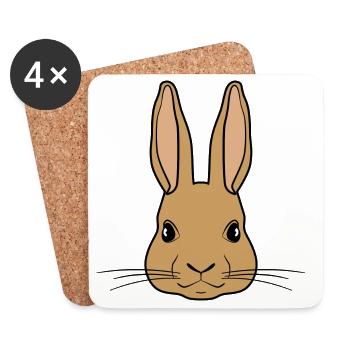 Hasenkopf Hase lange Ohren Langohr Kopf Hase - Untersetzer (4er-Set) - Weiß - Vorne