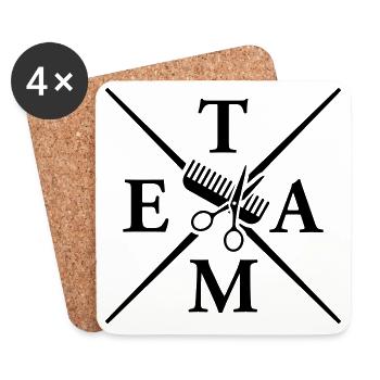 scissors comb team stylist - Coasters (set of 4) - white - Front