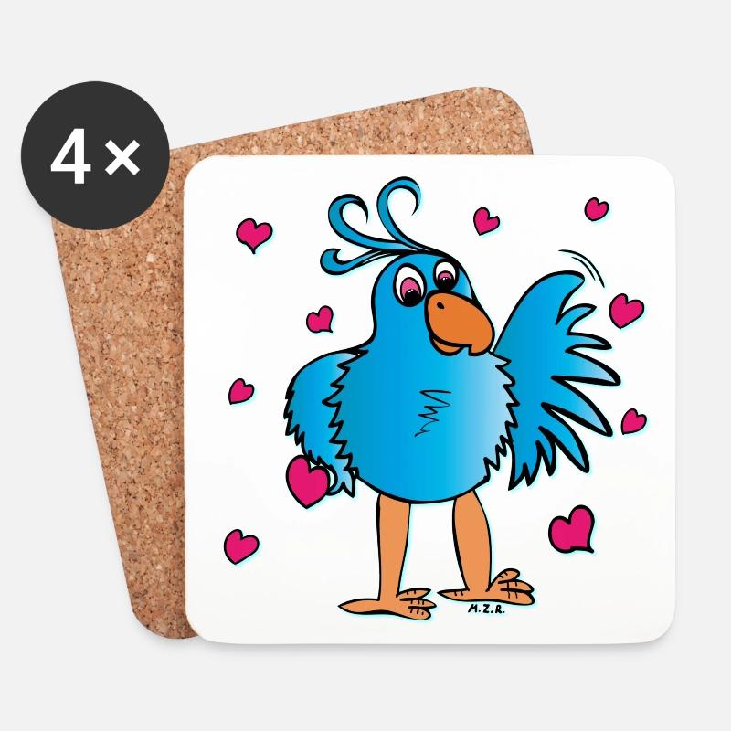 Funny bird - Coasters (set of 4) - white