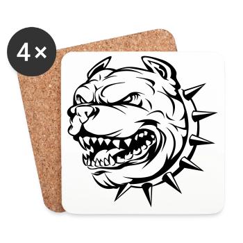Bulldog head dog - Coasters (set of 4) - white - Front