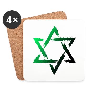 Star of David Green Judaism Jewish - Coasters (set of 4) - white - Front