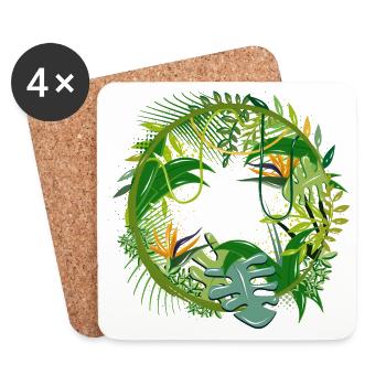 mysterious jungle with many plant species - Coasters (set of 4) - white - Front