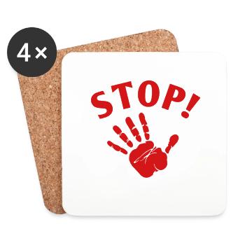 Stop! Rote Hand Grafik - Untersetzer (4er-Set) - Weiß - Vorne