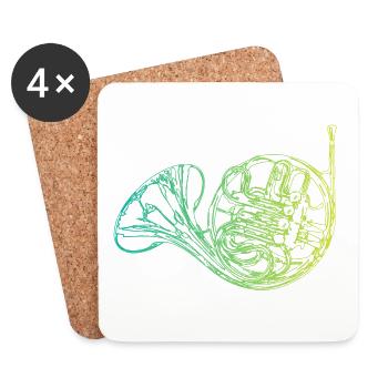 Instrument à cor - Dessous de verre (lot de 4) - blanc - Devant