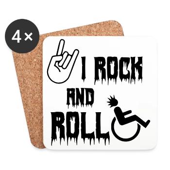 Je me balance et je roule dans mon fauteuil roulant, mon rouleau, ma musique # - Dessous de verre (lot de 4) - blanc - Devant