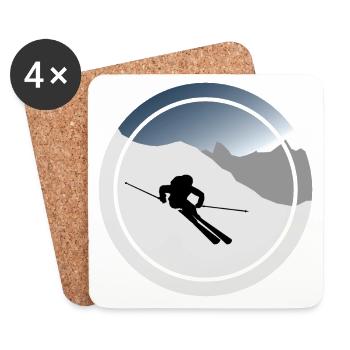 Skieur - Ski - Sports d’hiver - Dessous de verre (lot de 4) - blanc - Devant