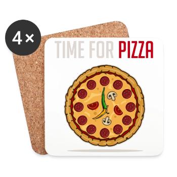Commander pizza pizzeria salami cuisine italienne - Dessous de verre (lot de 4) - blanc - Devant
