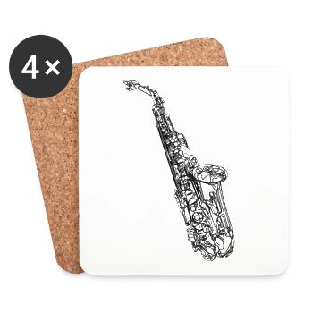 Saxophoniste - Dessous de verre (lot de 4) - blanc - Devant