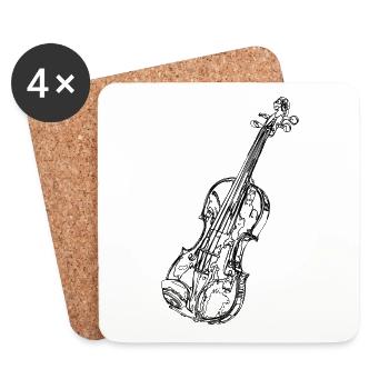 Violon - Dessous de verre (lot de 4) - blanc - Devant