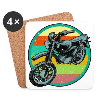 Patch de relief rétro pour cyclomoteur 3D look usé - Dessous de verre (lot de 4) - blanc - Devant