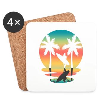 Surf surfeur surf sports nautiques plage été - Dessous de verre (lot de 4) - blanc - Devant