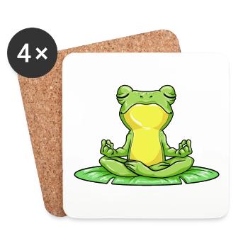 Frosch Yoga Fitness Meditation - Untersetzer (4er-Set) - Weiß - Vorne