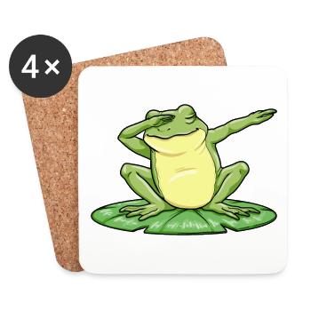 Frosch Hip Hop Tanz - Untersetzer (4er-Set) - Weiß - Vorne
