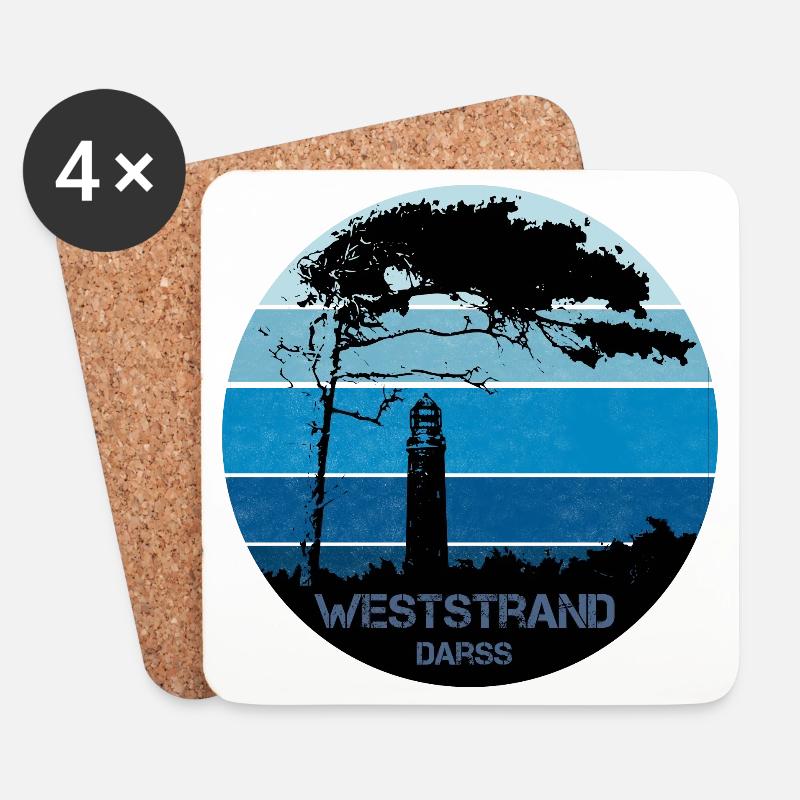 Ostsee, Darss, Weststrand - Untersetzer (4er-Set) - Weiß