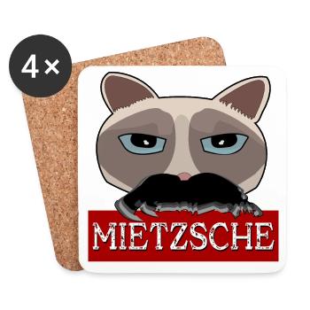 Mietzsche Nietzsche Philosophie chat Persan - Dessous de verre (lot de 4) - blanc - Devant