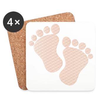 empreintes de bébé mignon - Dessous de verre (lot de 4) - blanc - Devant